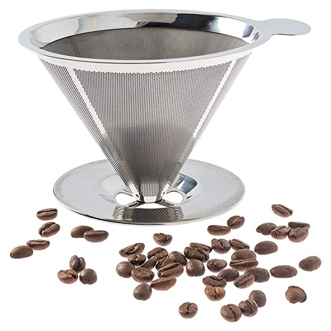 Pour Over Coffee Filter - Stainless Steel Reusable Coffee Maker and Paperless Coffee Dripper