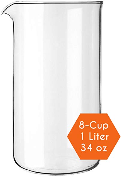 Cozyna Universal, 1L | 34oz, Borosilicate Spare Glass Carafe Beaker for All Brands French Press Coffee and Espresso Maker, 8-cup