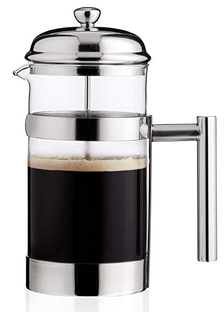 Hunt Brothers French Press Coffee Maker 8 Cups/4 Mug, 1L, 34 oz Limited Edition, Heat Resistant Glass Stainless Steel