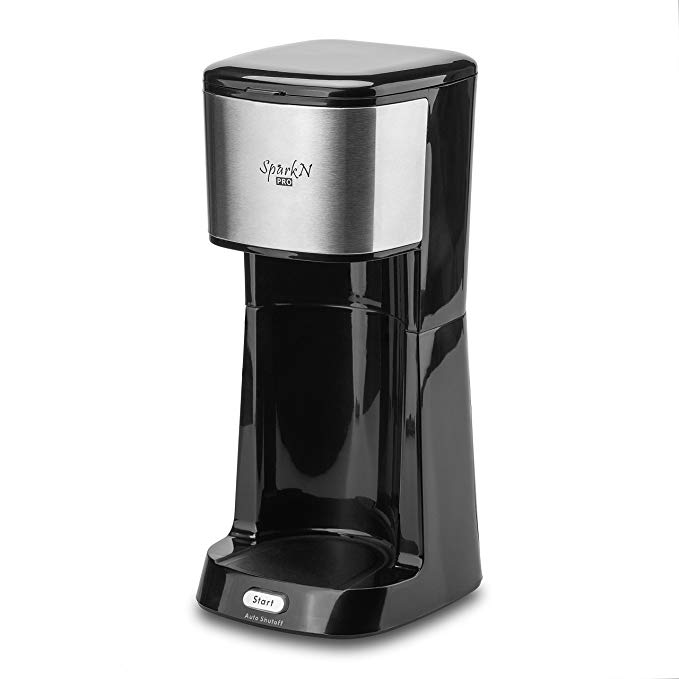 Sparkn Pro single serve coffee maker,single cup Coffee Brewer one cup personal drip coffee maker with Reusable Filter-Black/Stainless