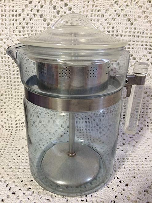 Vintage Pyrex 6 cup Coffee Pot w/ Glass Stem and Basket