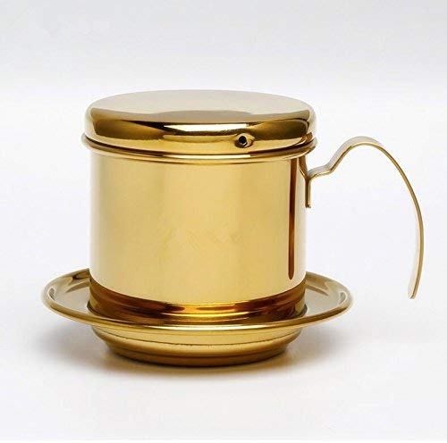 Stainless Steel Cup Vietnamese Coffee Drip Filter Maker Phin Infuser (Gold)