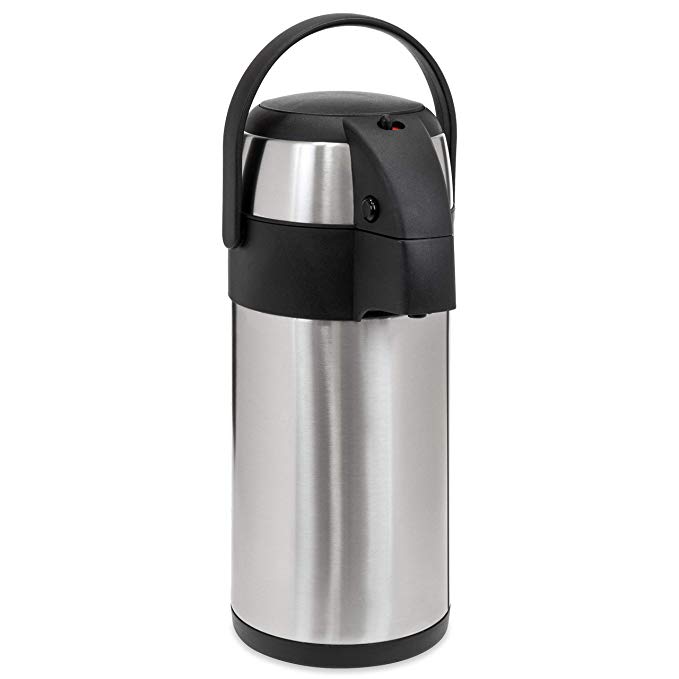 Best Choice Products 3L Stainless Steel On-the-Go Thermal Airpot Dispenser for Coffee, Hot and Cold Beverages w/Safety Lock, Carrying Handle, Push Button, Cup - Silver