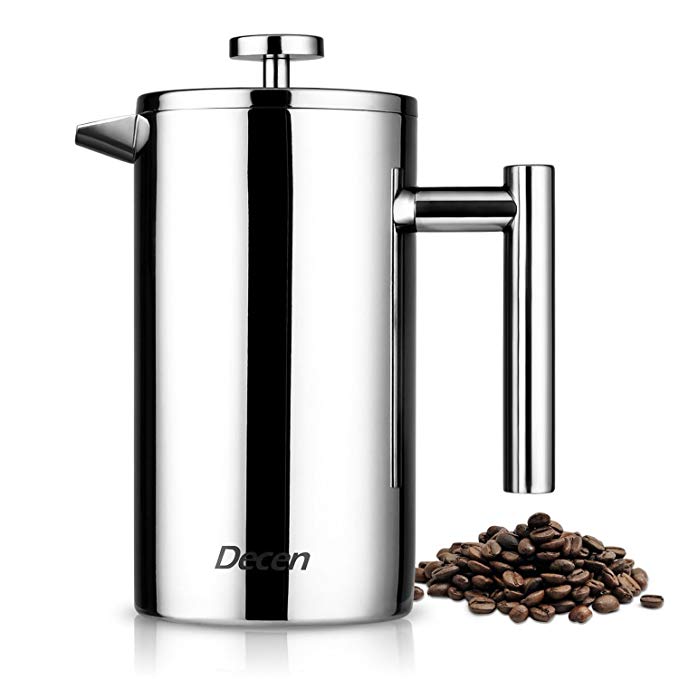 Decen French Press Coffee Maker, Stainless Steel Double Wall, 8 Cup Coffee Press Pot, 1 Liter