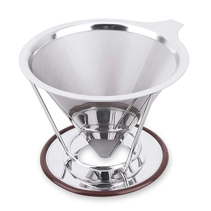 Reusable Paperless Stainless Steel Coffee Dripper Filter for 2-4 Cups HG285