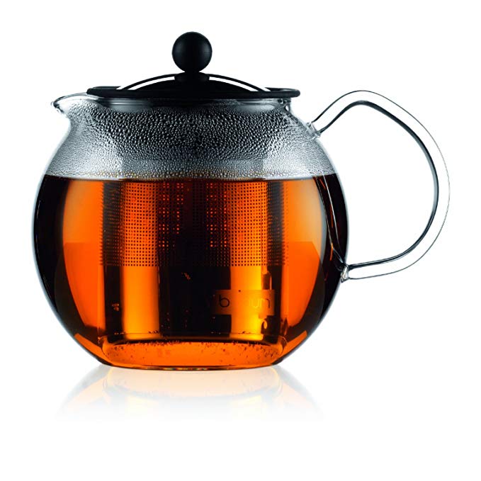 Bodum 1801-16US4 ASSAM Teapot, Glass Teapot with Stainless Steel Filter, 34 Ounce