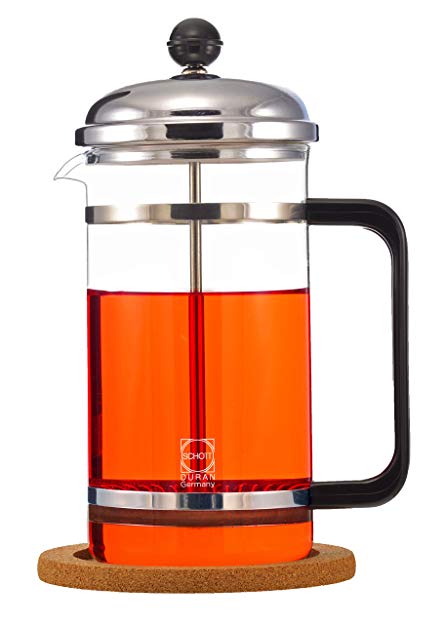 GROSCHE Denver French Press with Pyrex France Glass Beaker and anti-slip cork base 1500 ml. INCLUDES 1 REPLACEMENT MESH FILTER SCREEN FREE!