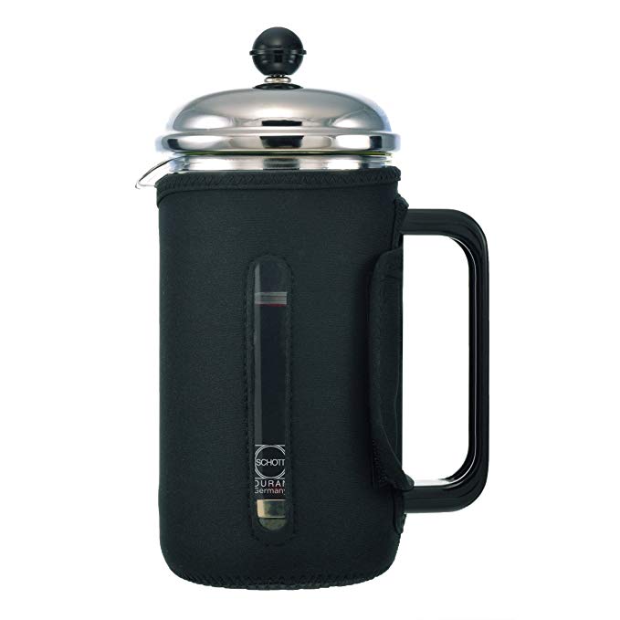 GROSCHE Fino 34 oz. 1000ml Glass French Press with Thermal Insulated Neoprene Sleeve for Warmth and Protection. INCLUDES 1 REPLACEMENT MESH FILTER SCREEN FREE!!